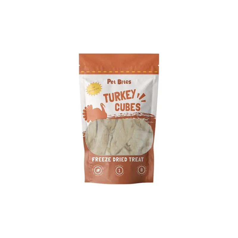 36% OFF Pet Bites Turkey Cubes Freeze Dried Cat & Dog Treats 50g