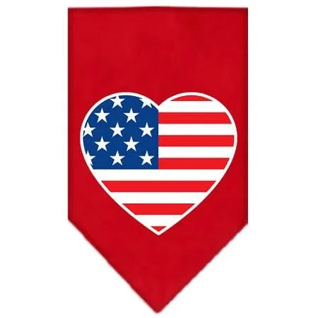 American Flag Heart Screen Print Bandana Red Small