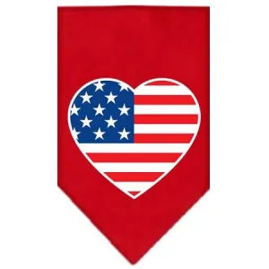 American Flag Heart Screen Print Bandana Red Small