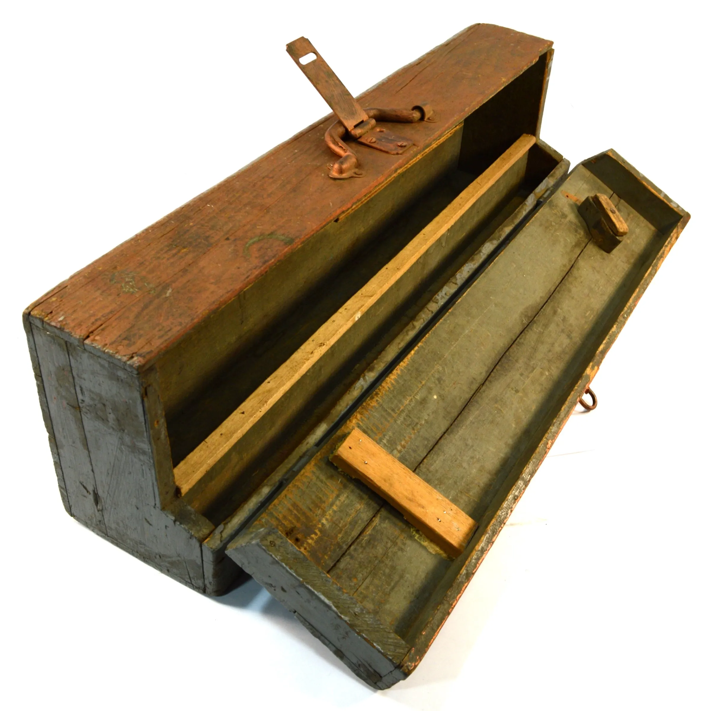 Antique HOMEMADE SAW TOOL BOX Carpenter's Chest   BONUS YALE PADLOCK Old Paint!