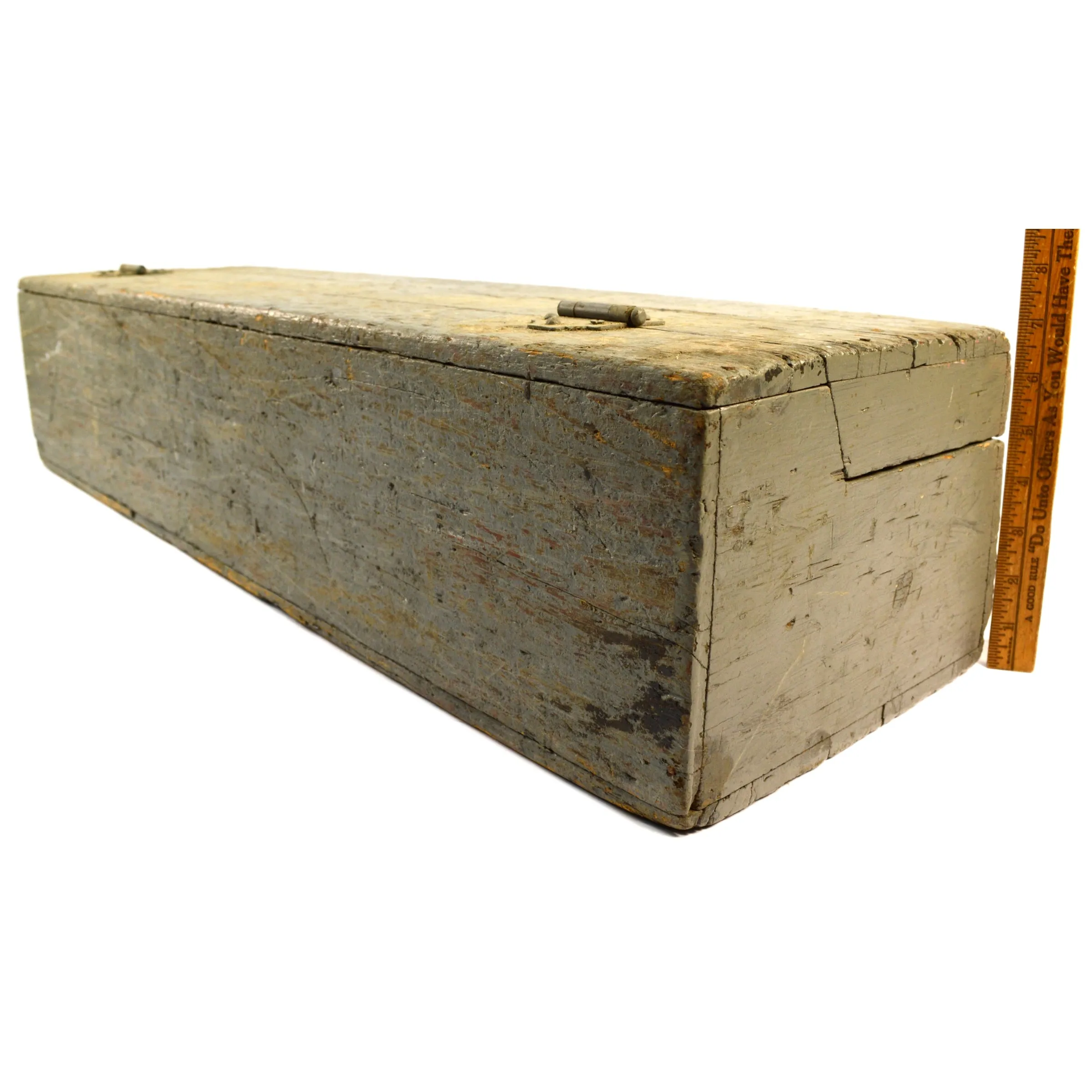 Antique HOMEMADE SAW TOOL BOX Carpenter's Chest   BONUS YALE PADLOCK Old Paint!