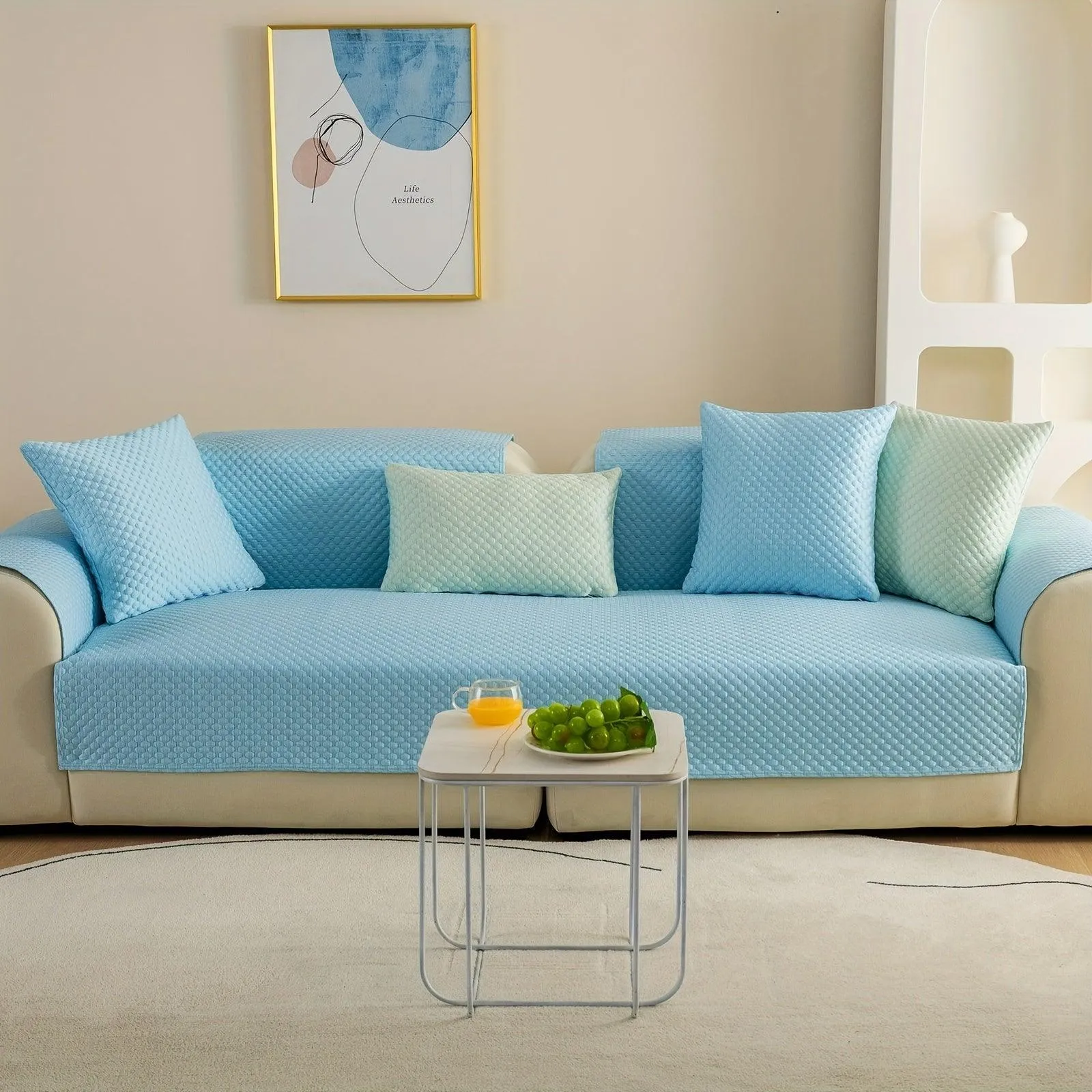 Breathable Ice Silk Light Gray Couch Cover - Cooling & Anti-Scratch
