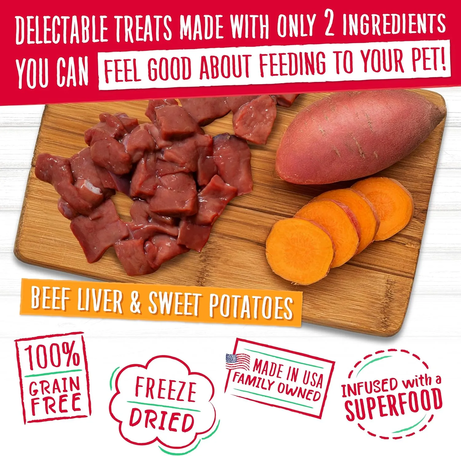 Charlee Bear Grain Free Meaty Bites Freeze Dried Dog Treats with Probiotics, Puppy Training Snacks, Soft Dog Bites Beef Liver with Sweet Potato, 2.25 oz Bags (2), Made USA