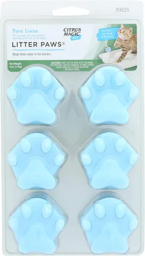 Citrus Magic Pet Odor Eliminator Litter Paws, Fresh Linen, 6-Count