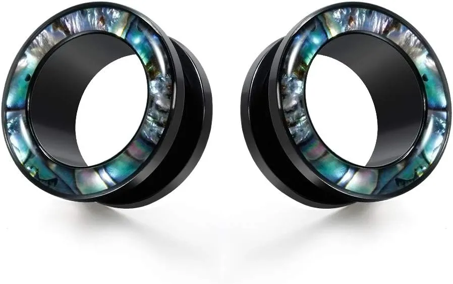 COOEAR Gauges For Ears, Surgical Steel Plugs, Flesh Stretchers Earrings, Size 2g to 1 Inch Black Screw Tunnels Piercing.
