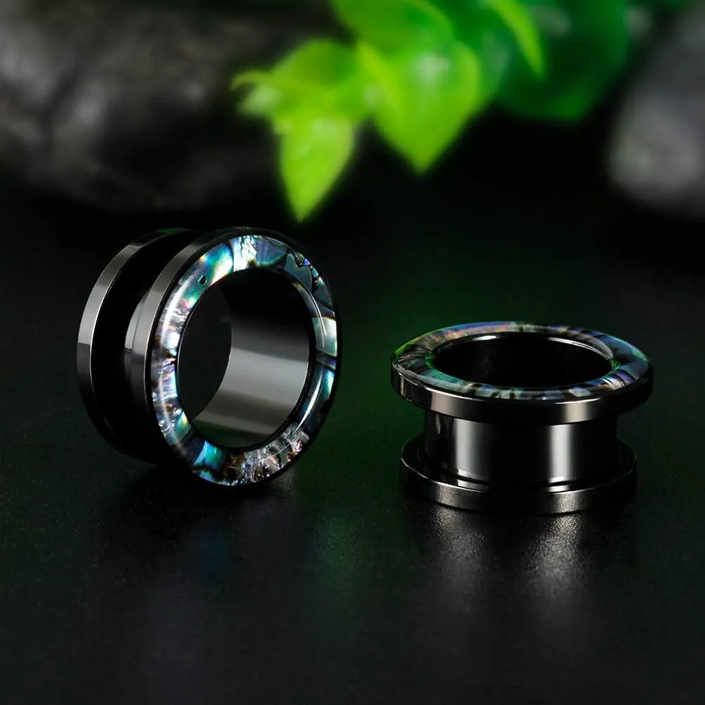COOEAR Gauges For Ears, Surgical Steel Plugs, Flesh Stretchers Earrings, Size 2g to 1 Inch Black Screw Tunnels Piercing.