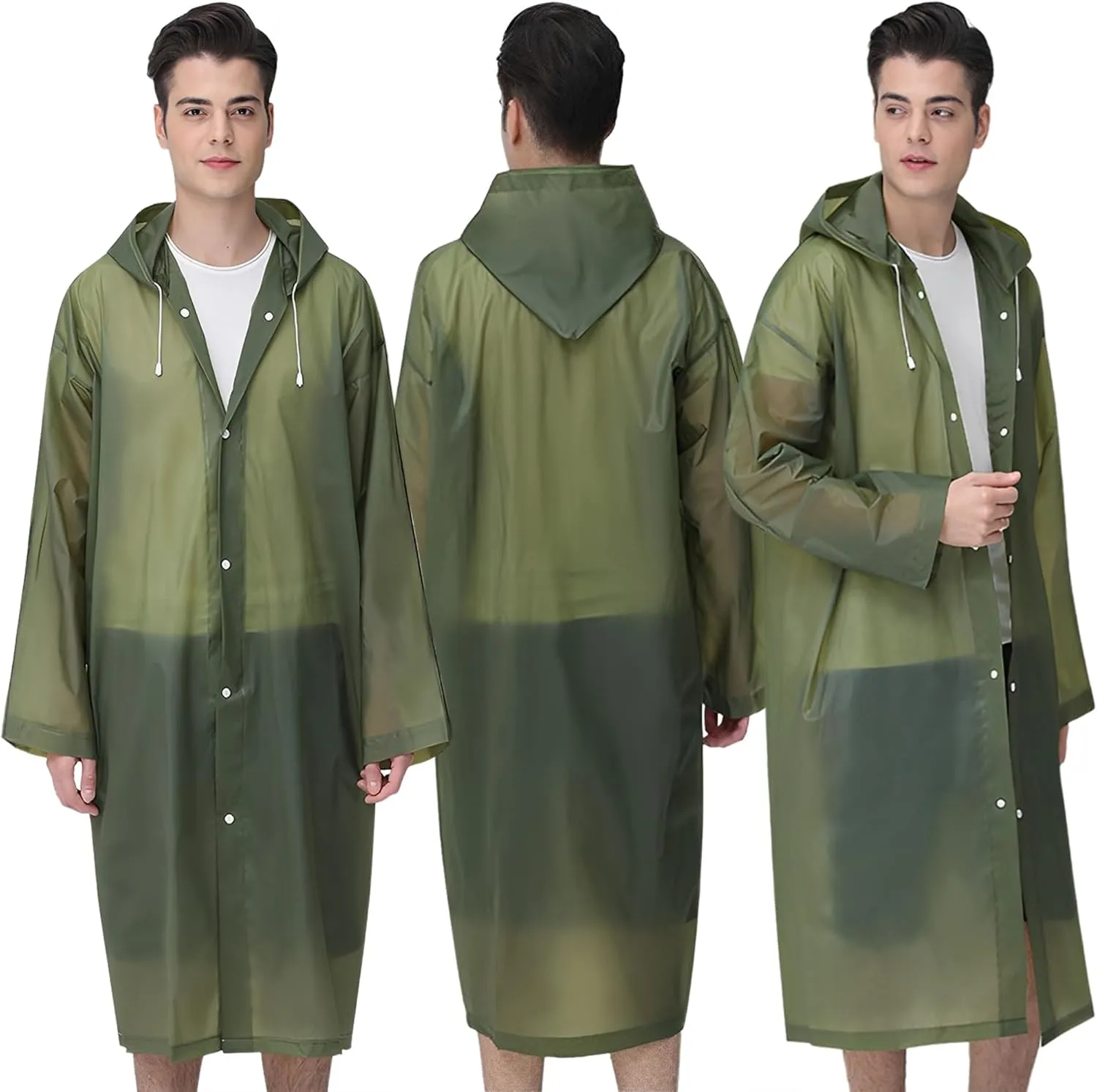 Cosowe Rain Ponchos for Adults Reusable, 2 Pcs Raincoats Emergency for Women Men with Hood and Drawstring