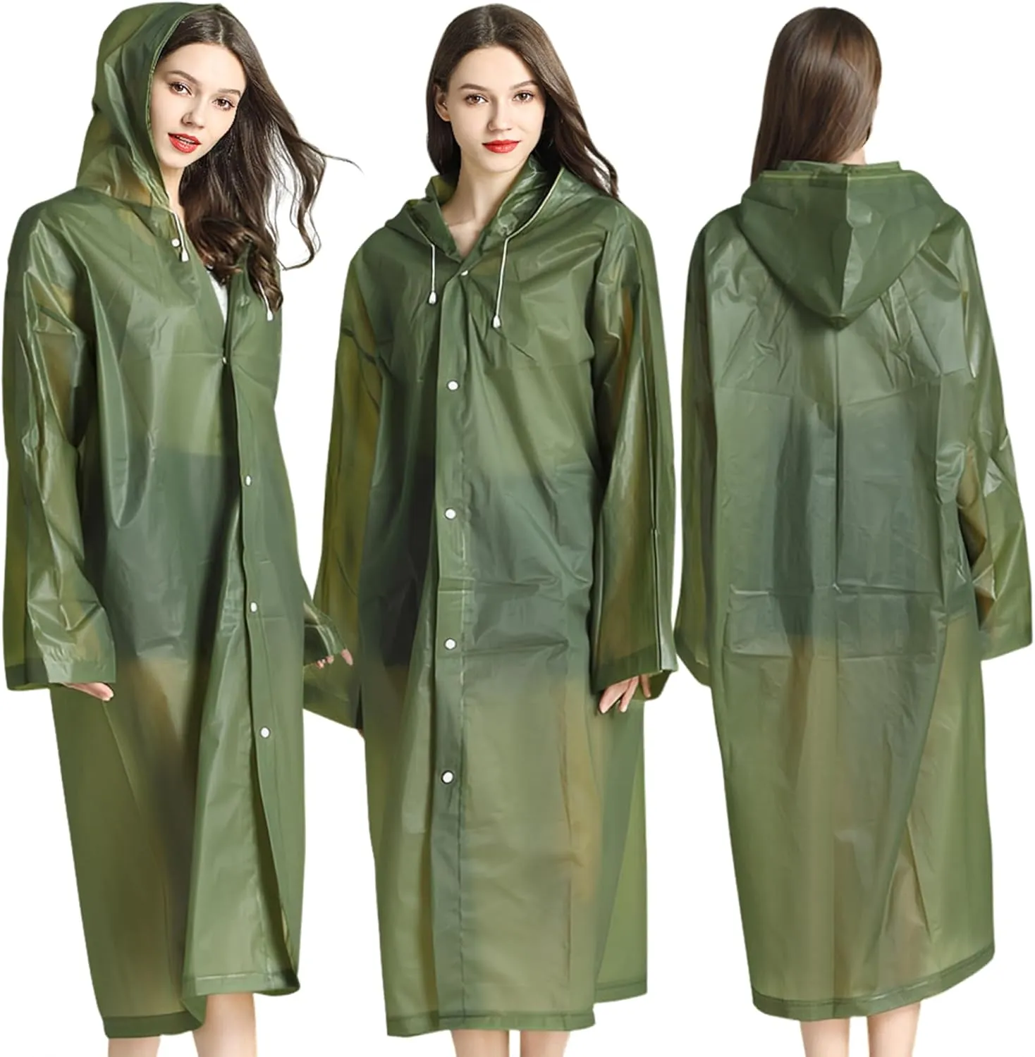 Cosowe Rain Ponchos for Adults Reusable, 2 Pcs Raincoats Emergency for Women Men with Hood and Drawstring