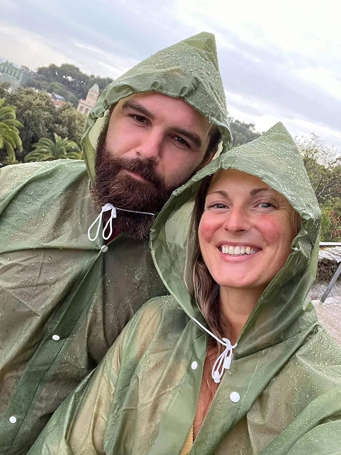 Cosowe Rain Ponchos for Adults Reusable, 2 Pcs Raincoats Emergency for Women Men with Hood and Drawstring