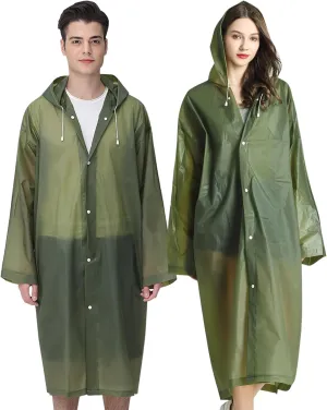 Cosowe Rain Ponchos for Adults Reusable, 2 Pcs Raincoats Emergency for Women Men with Hood and Drawstring