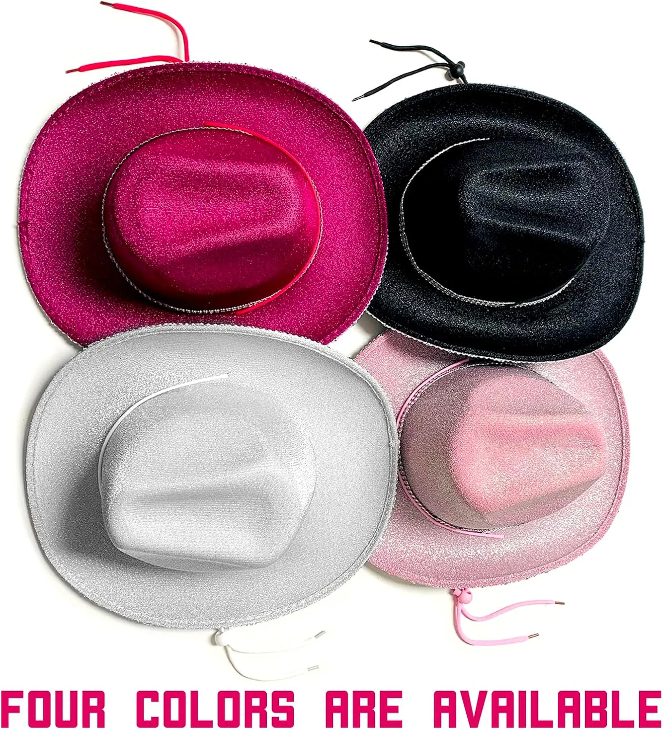 Cowboy Hat Pink Cowgirl Hat with Sequins & Tiara Belt for Women Rodeo Party Hats with Heart Glasses