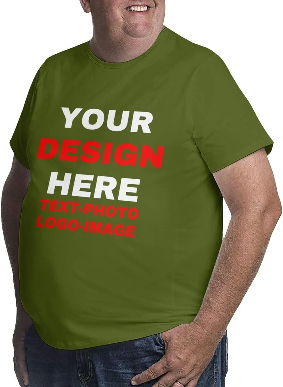Custom Plus Size T-Shirts for Men Personalized Shirts Design Your Own Text Photo Logo Customized Big and Tall Shirt