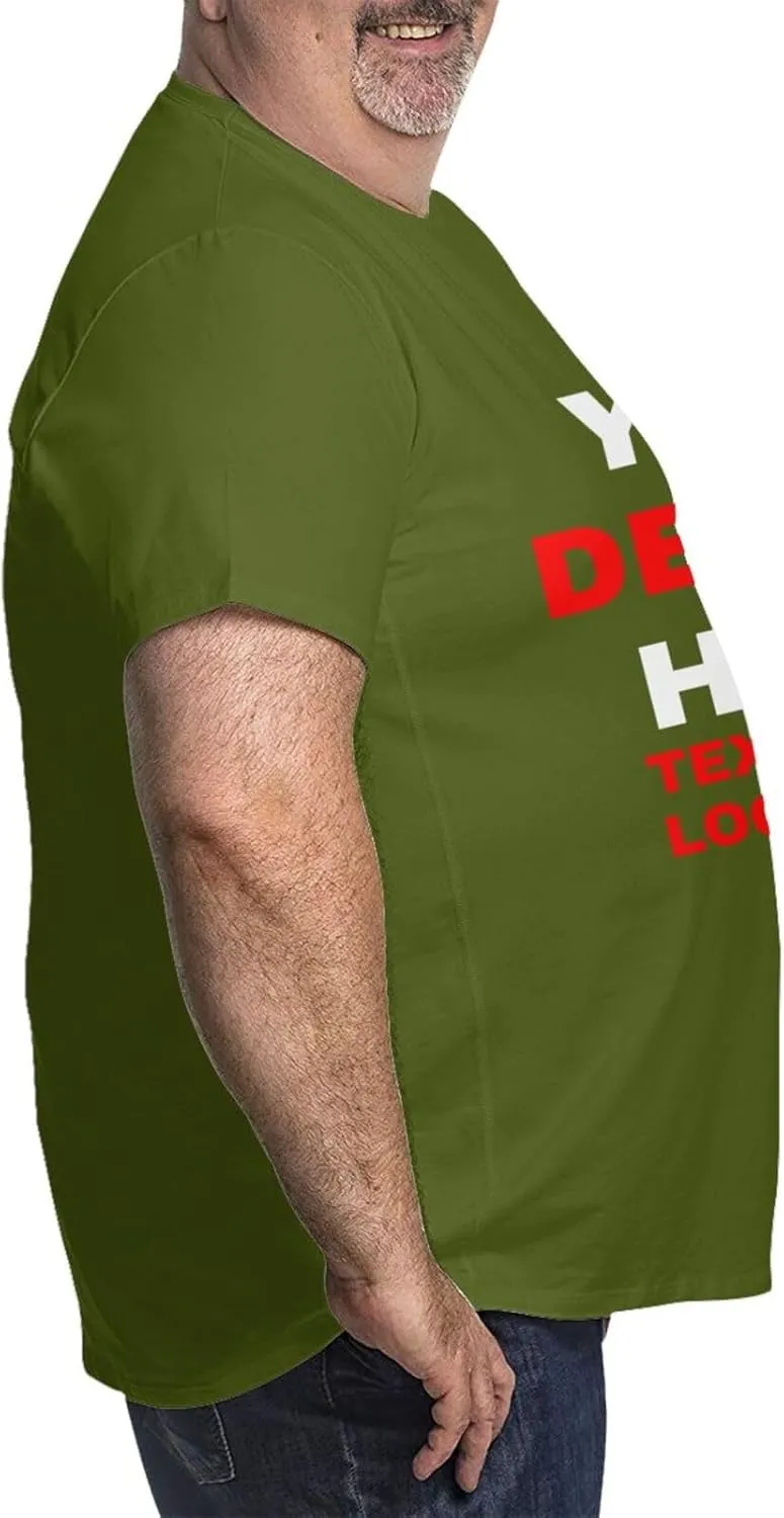 Custom Plus Size T-Shirts for Men Personalized Shirts Design Your Own Text Photo Logo Customized Big and Tall Shirt