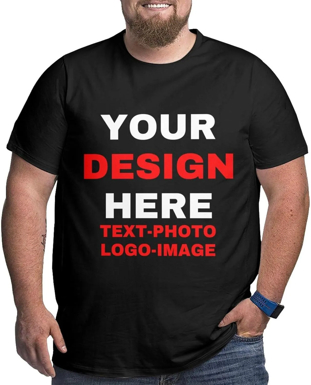Custom Plus Size T-Shirts for Men Personalized Shirts Design Your Own Text Photo Logo Customized Big and Tall Shirt