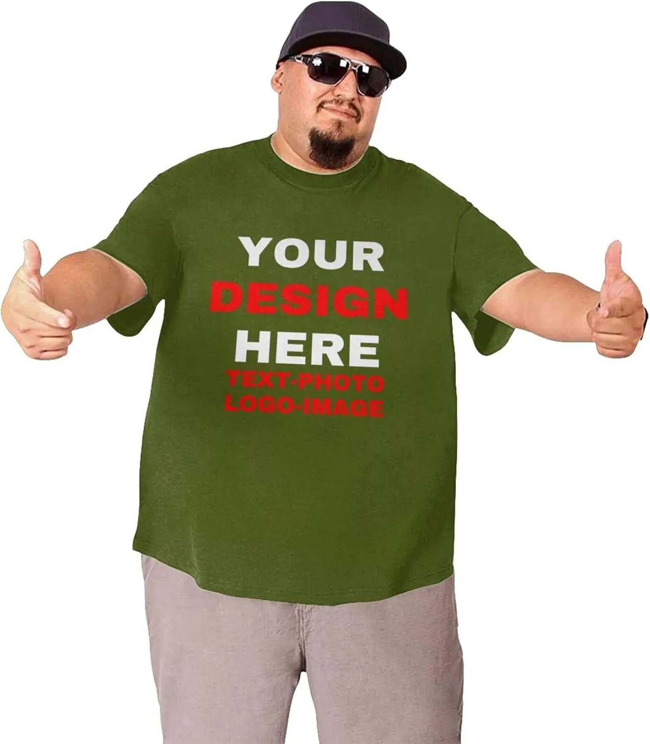 Custom Plus Size T-Shirts for Men Personalized Shirts Design Your Own Text Photo Logo Customized Big and Tall Shirt