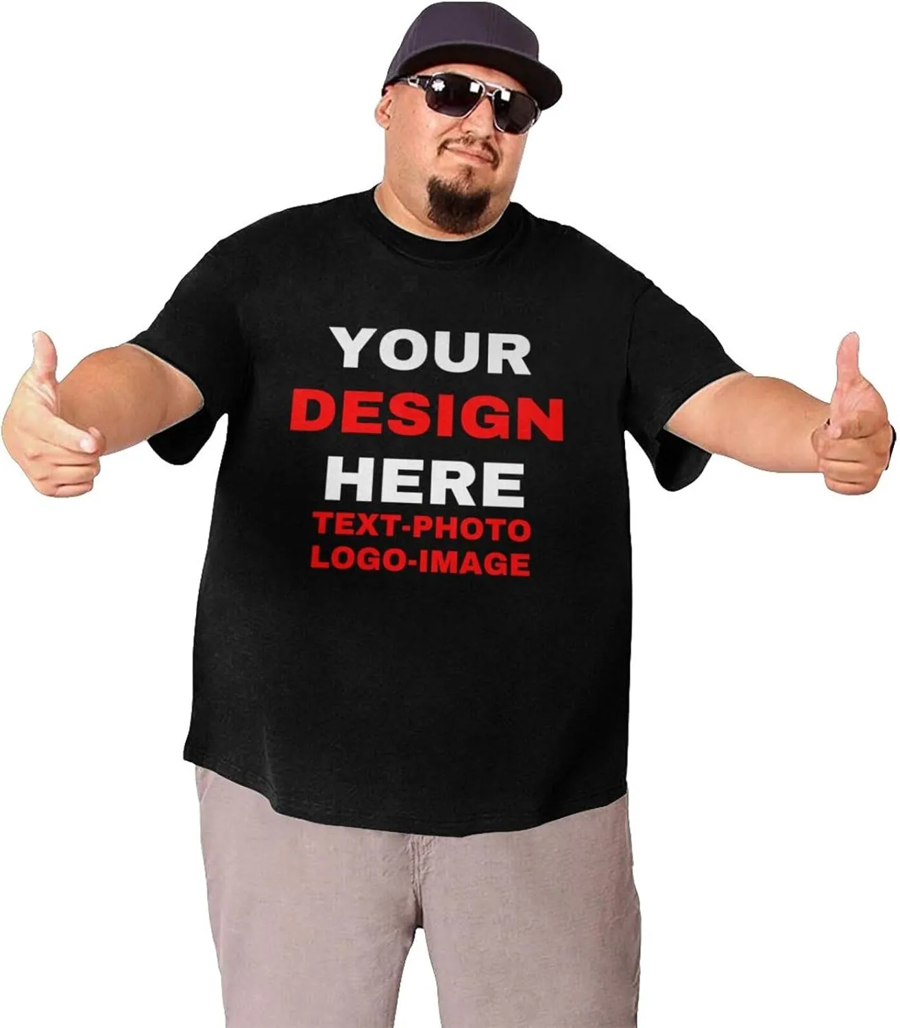 Custom Plus Size T-Shirts for Men Personalized Shirts Design Your Own Text Photo Logo Customized Big and Tall Shirt
