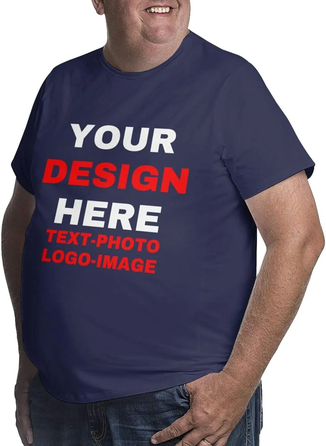Custom Plus Size T-Shirts for Men Personalized Shirts Design Your Own Text Photo Logo Customized Big and Tall Shirt