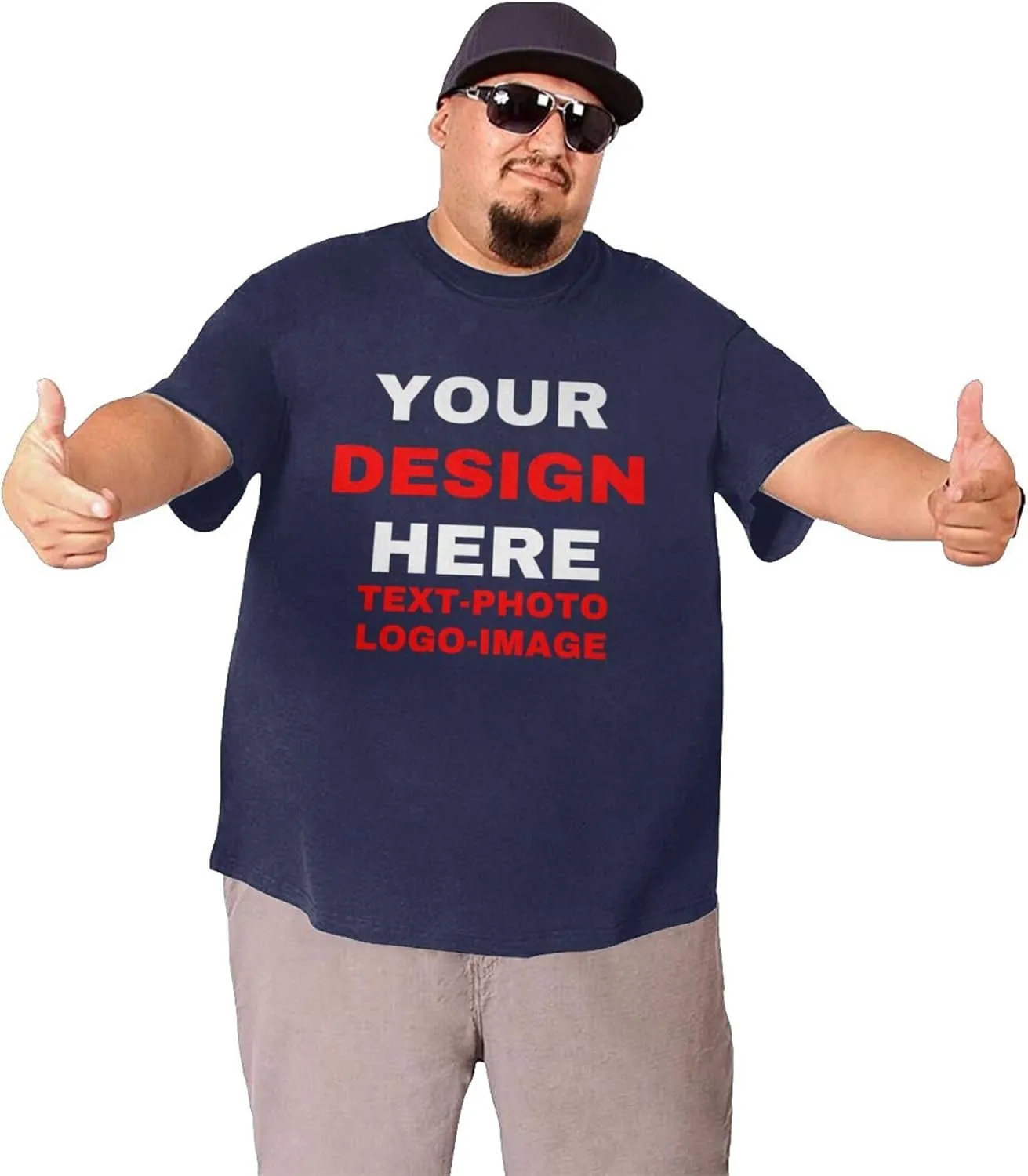 Custom Plus Size T-Shirts for Men Personalized Shirts Design Your Own Text Photo Logo Customized Big and Tall Shirt