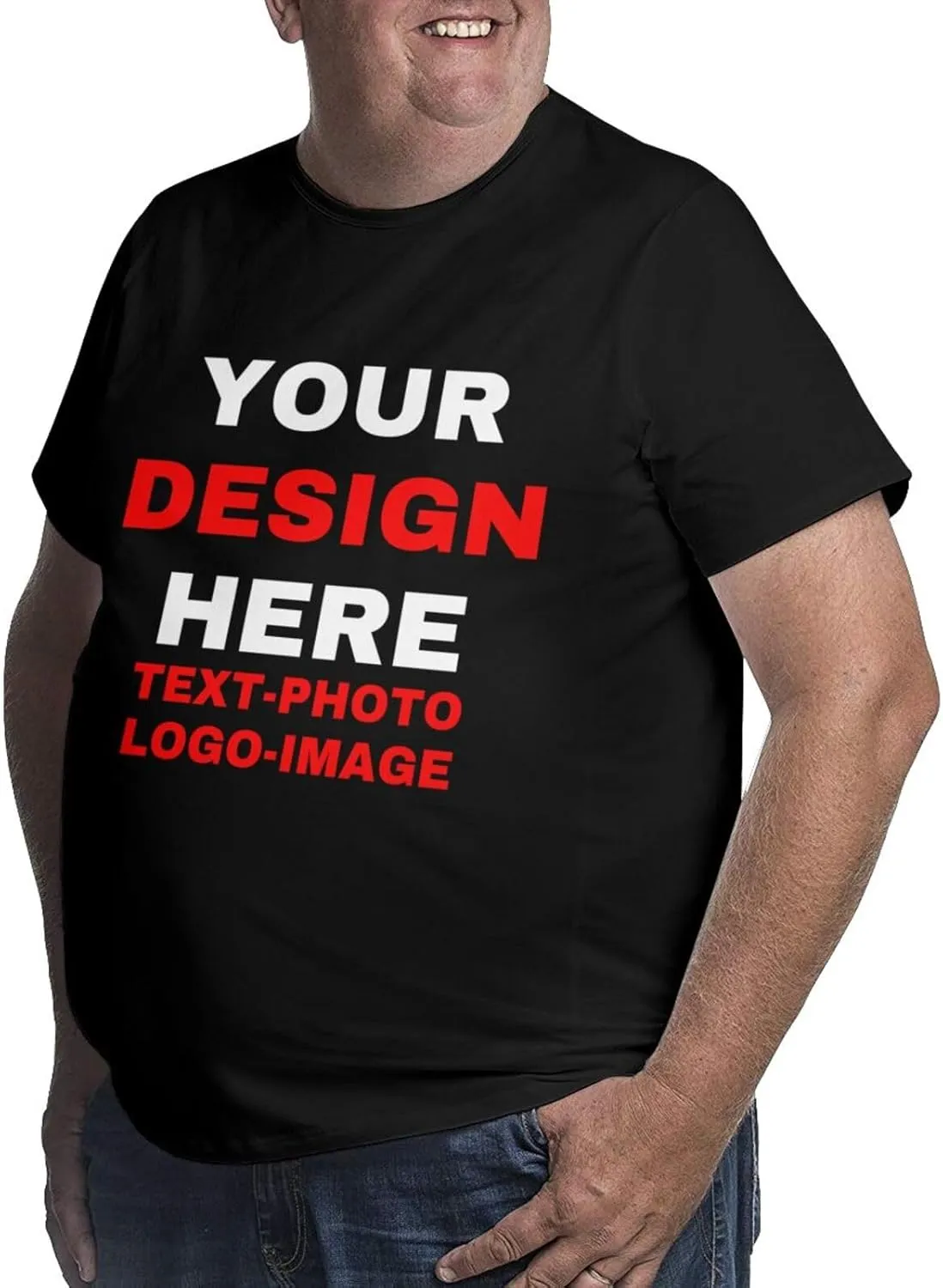 Custom Plus Size T-Shirts for Men Personalized Shirts Design Your Own Text Photo Logo Customized Big and Tall Shirt