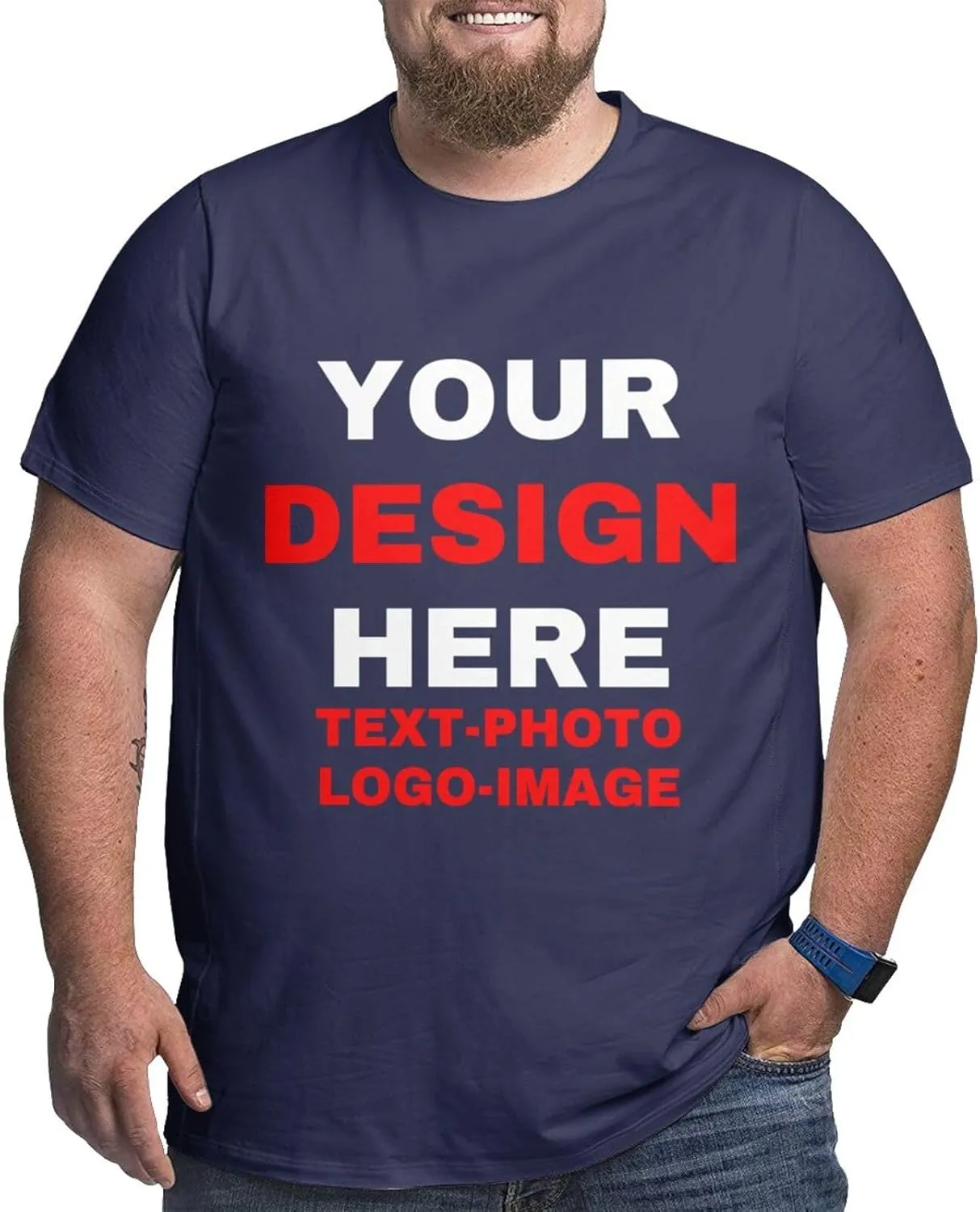 Custom Plus Size T-Shirts for Men Personalized Shirts Design Your Own Text Photo Logo Customized Big and Tall Shirt