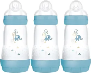 Easy Start Self Sterilising Anti-Colic Baby Bottle Pack of 3 (3 x 260 ml), Anti-Colic Bottle with Medium Flow  Teats Size 2, Newborn Essentials, Blue (Designs May Vary)