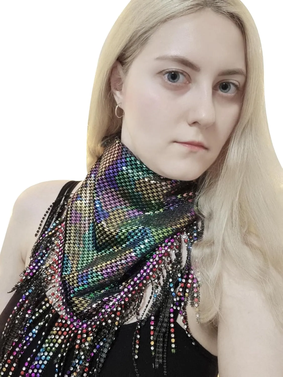 Fringe bandanas for women Rhinestone bandana laser print