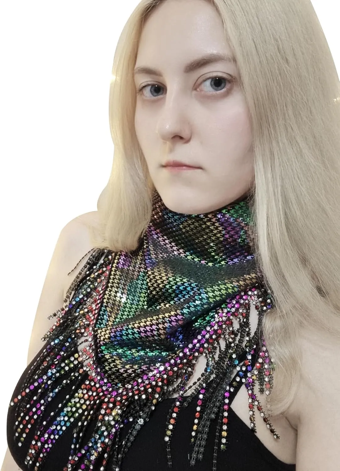 Fringe bandanas for women Rhinestone bandana laser print