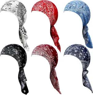 Geyoga 6 Packs Rhinestone Head Scarf Stretchy Head Wrap Women Bandana Beanie Pre Tied Durag Turban Cap Skull Cap Headbands