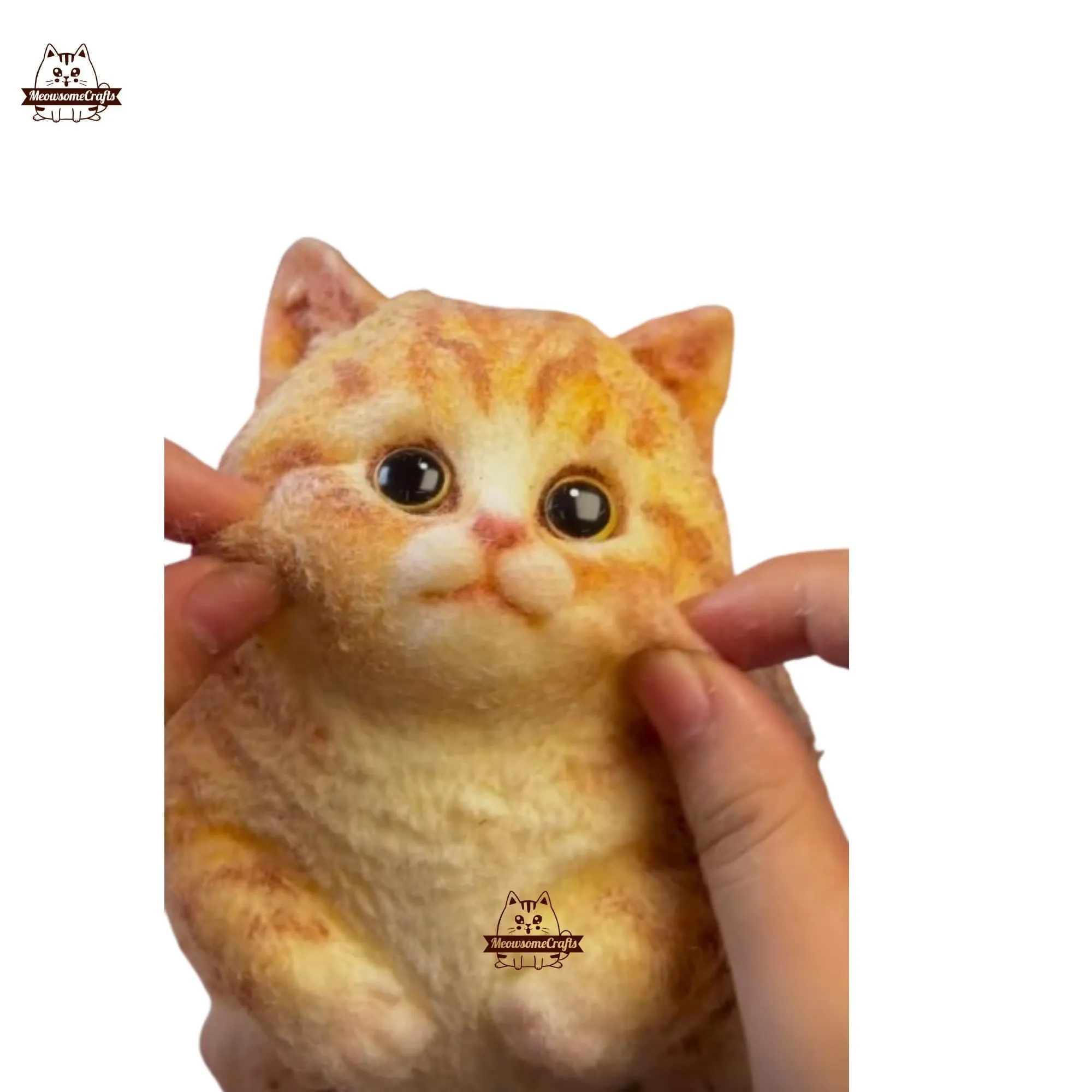 Handmade Taba Squishy Big Furry Chubby Orange Kitten Cat Animal | Washable Squeezable Stress Relief Fidget Toy