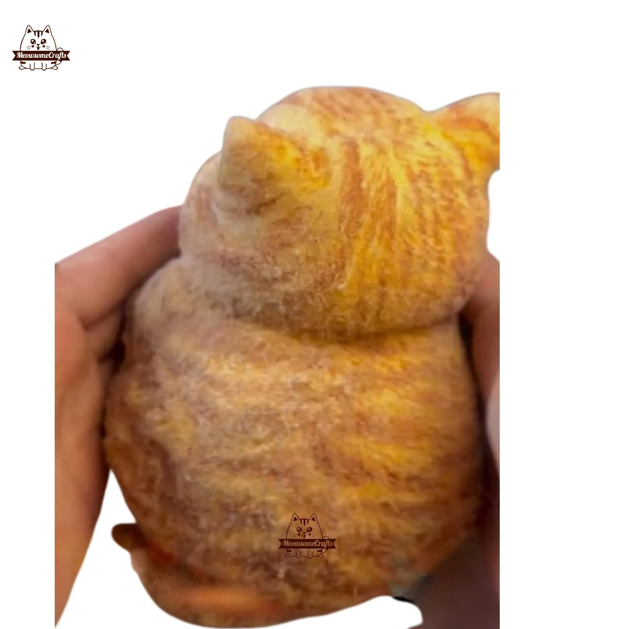 Handmade Taba Squishy Big Furry Chubby Orange Kitten Cat Animal | Washable Squeezable Stress Relief Fidget Toy
