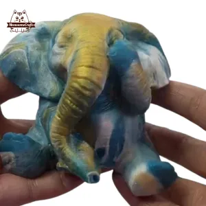 Handmade Taba Squishy Elephant Covering Eyes Mixed Colors Animal | Squeezable Stress Relief Fidget Toy