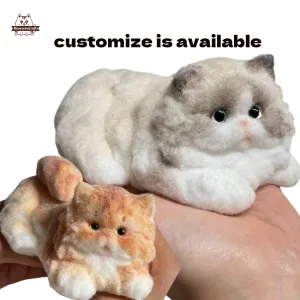 Handmade Taba Squishy Furry Fluffy Laying Kitten Cat Animal Customizable | Squeezable Stress Relief Fidget Toy