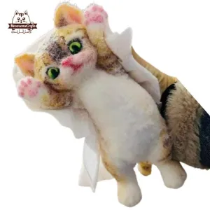 Handmade Taba Squishy Furry Laying Orange Black Tiger Stripe Kitten Cat Animal | Washable Squeezable Stress Relief Fidget Toy