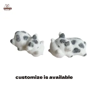 Handmade Taba Squishy Furry Sleepy Cow Animal Customizable | Squeezable Stress Relief Fidget Toy