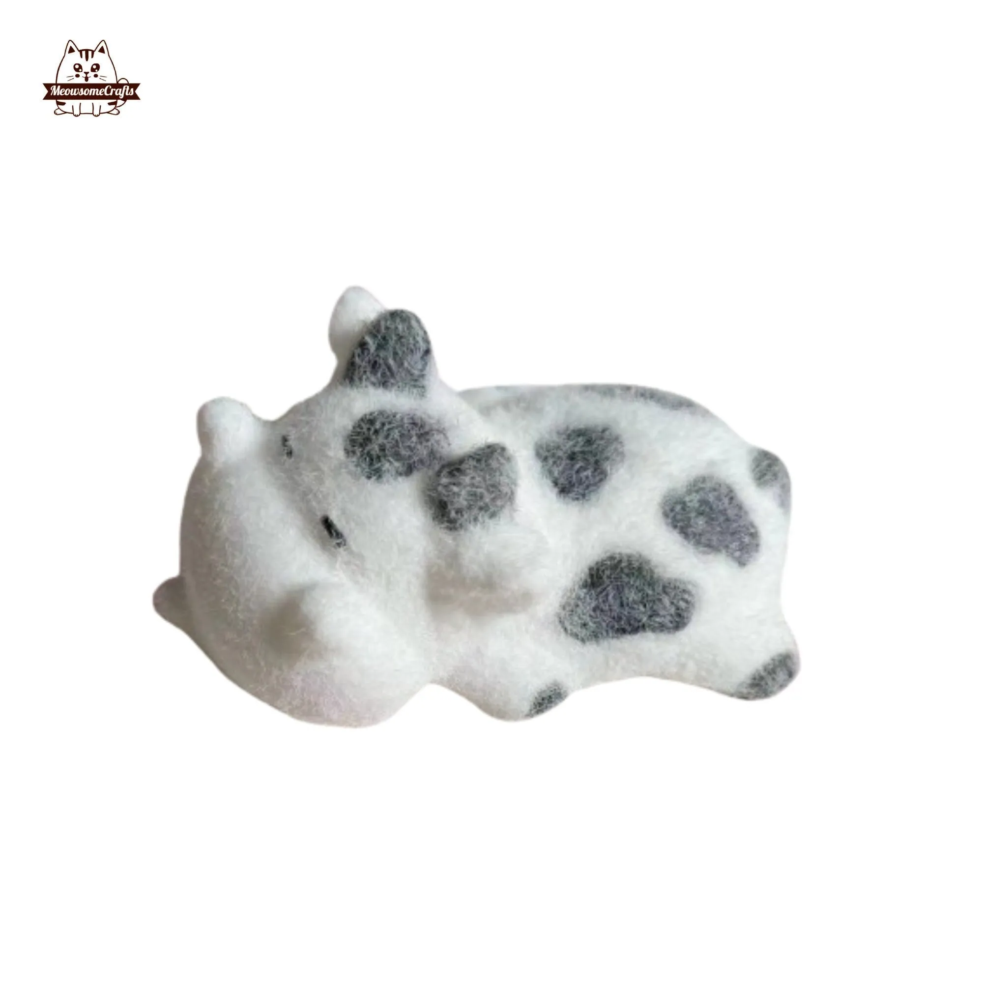 Handmade Taba Squishy Furry Sleepy Cow Animal Customizable | Squeezable Stress Relief Fidget Toy