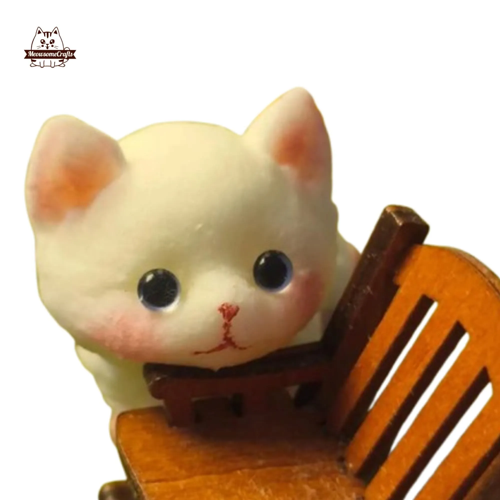 Handmade Taba Squishy Furry Soft White Kitten Cat Animal | Washable Squeezable Stress Relief Fidget Toy