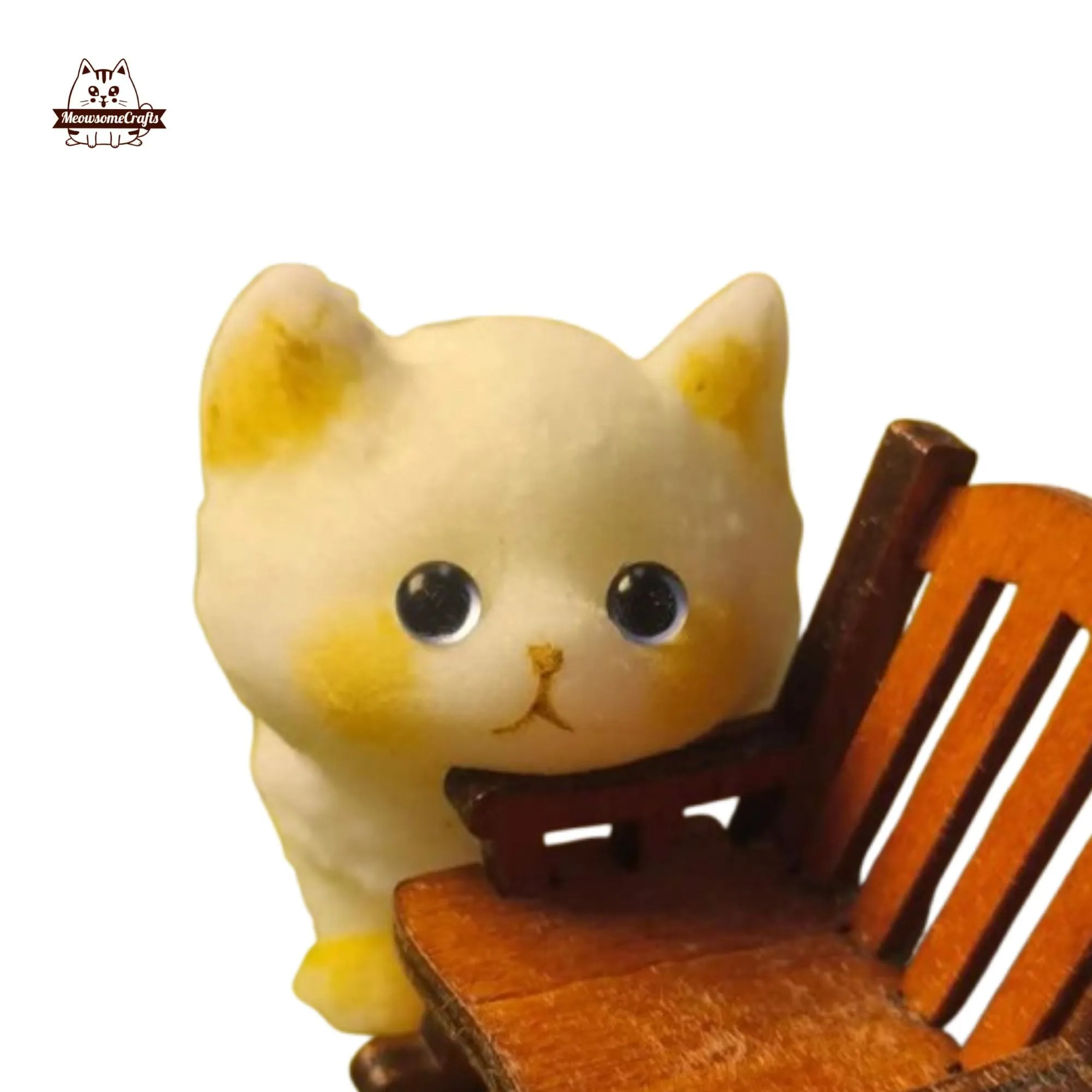 Handmade Taba Squishy Furry Soft White Kitten Cat Animal | Washable Squeezable Stress Relief Fidget Toy