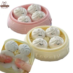 Handmade Taba Squishy Soft Kawaii Smiling Dim Sum Food | Squeezable Stress Relief Fidget Toy