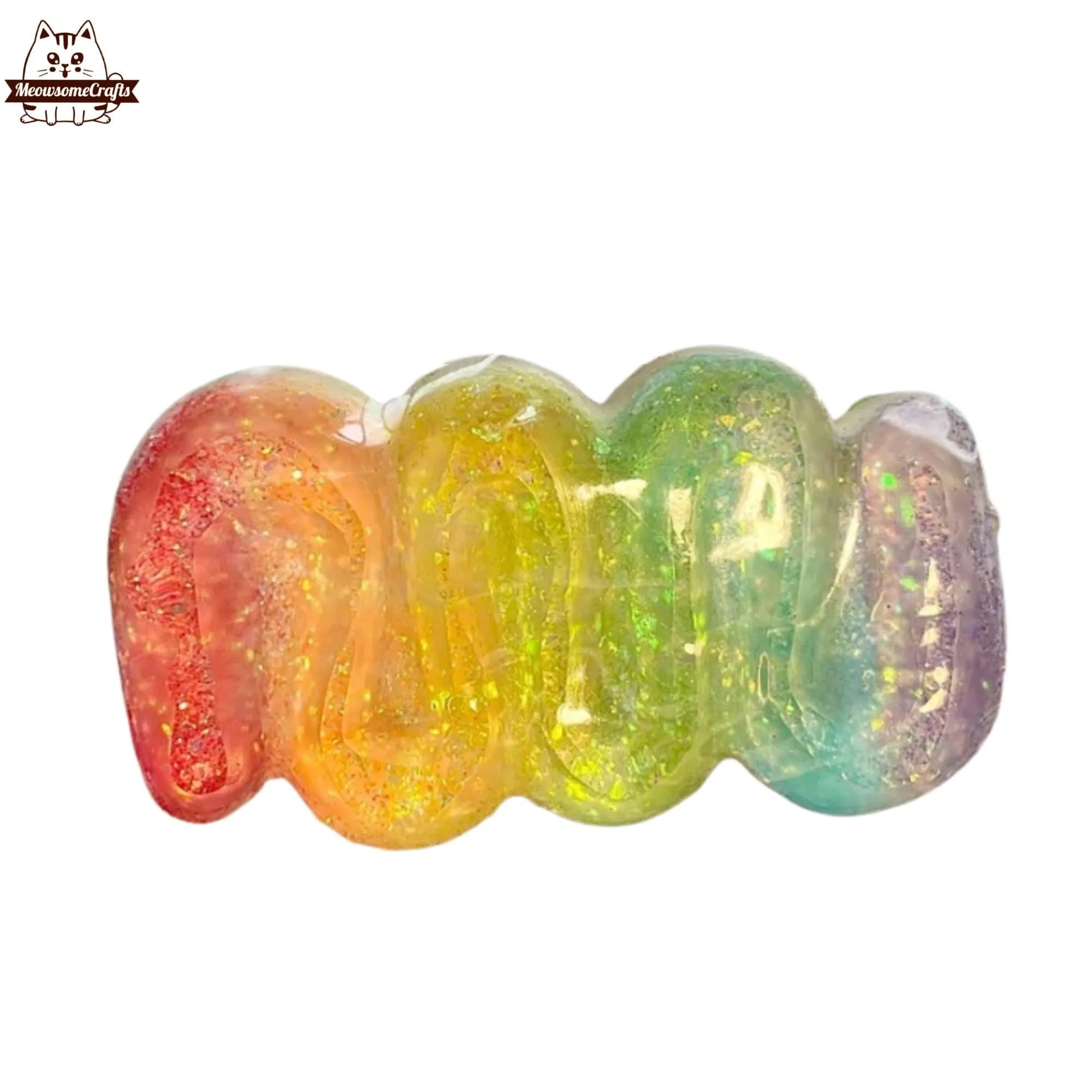 Handmade Taba Squishy Sparkly Rainbow Squiggle Candy Food | Squeezable Stress Relief Fidget Toy
