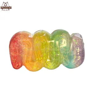Handmade Taba Squishy Sparkly Rainbow Squiggle Candy Food | Squeezable Stress Relief Fidget Toy