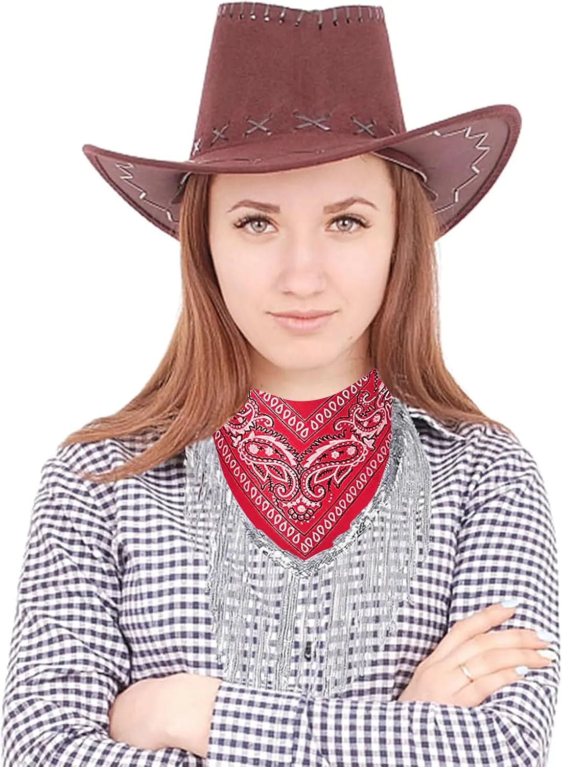 Holiberty Rhinestone Fringe Bandana Mask Paisley Western Cowboy Sqaure Scarf Head Wrap Disco Rave Party Bachelorette Bandanas