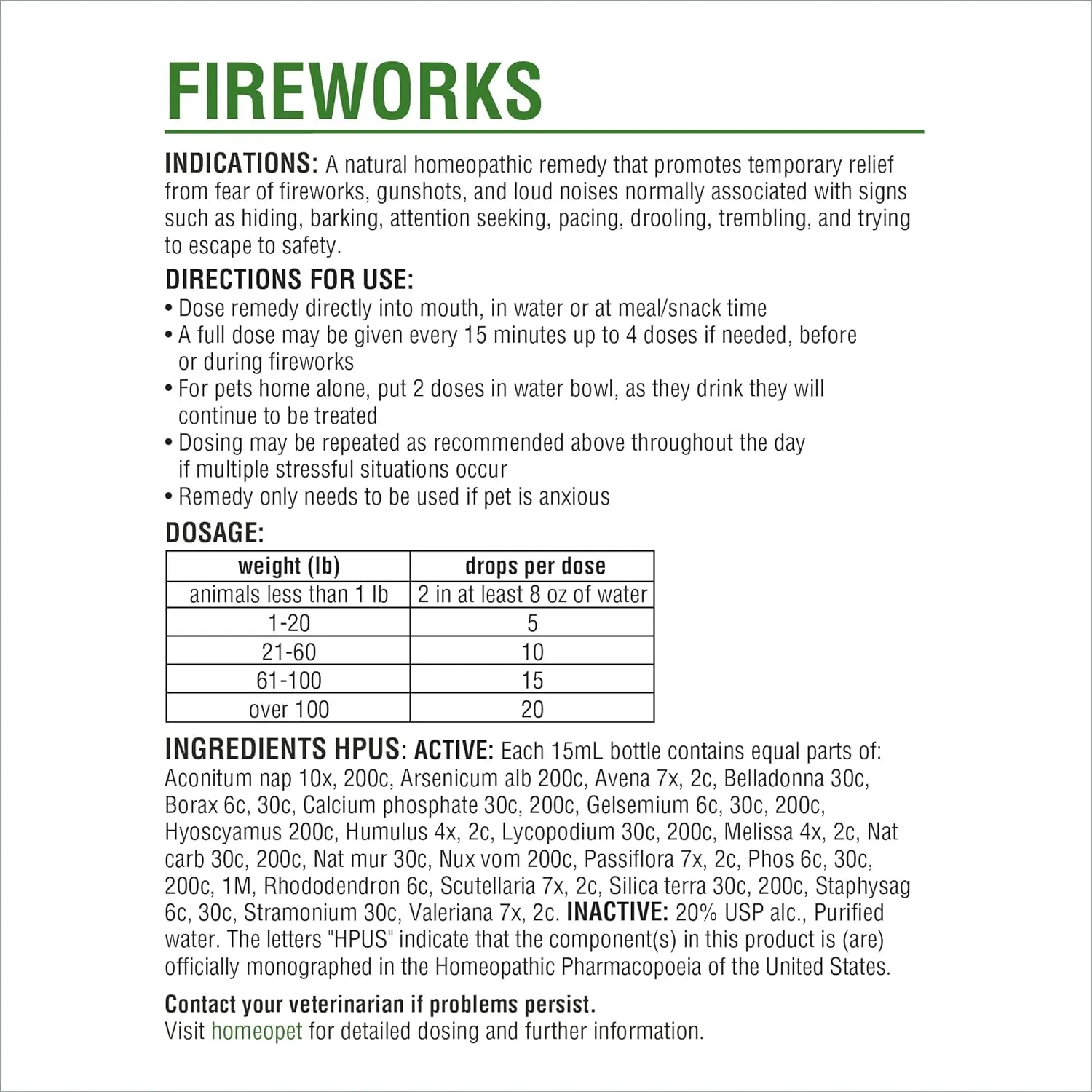 Homeopet Fireworks