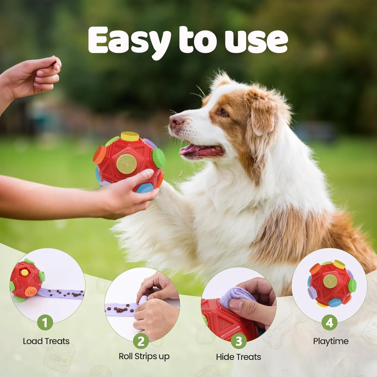 Interactive Dog Toy - Snuffle Ball Enhances Sense of Smell for Small to Large Dogs (Red)