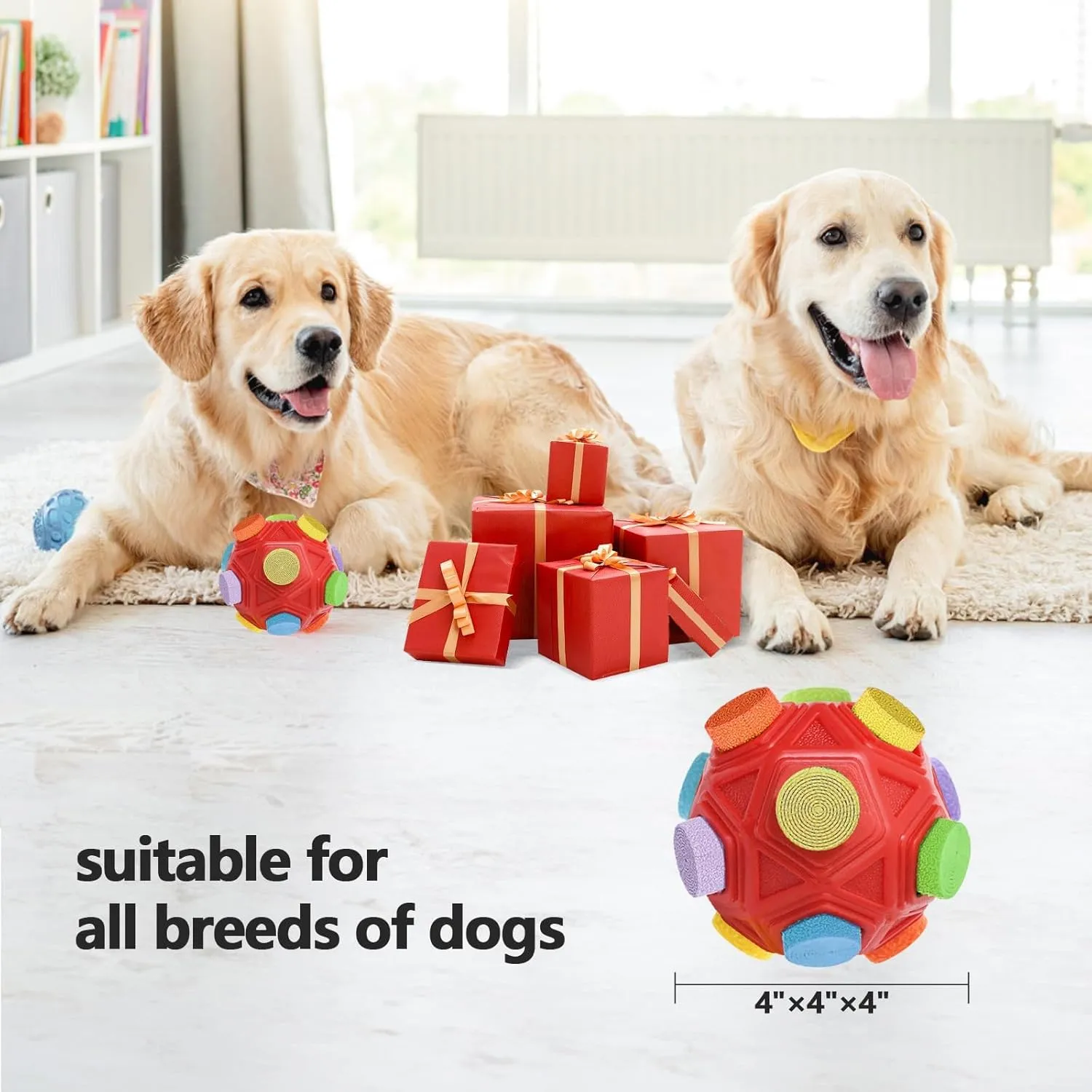 Interactive Dog Toy - Snuffle Ball Enhances Sense of Smell for Small to Large Dogs (Red)