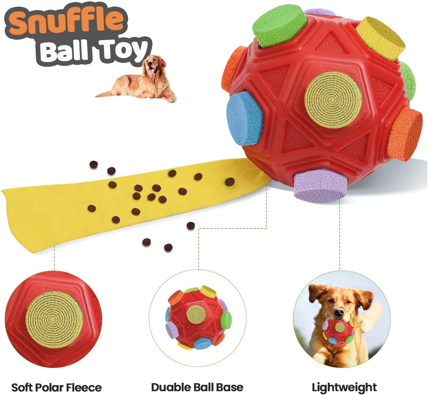 Interactive Dog Toy - Snuffle Ball Enhances Sense of Smell for Small to Large Dogs (Red)