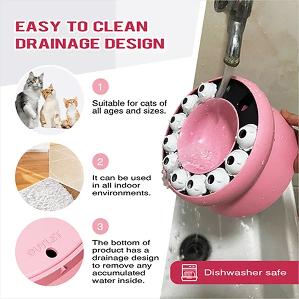 Interactive Slanted Cat Feeder Bowl for Slow Feeding