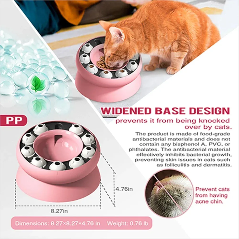 Interactive Slanted Cat Feeder Bowl for Slow Feeding