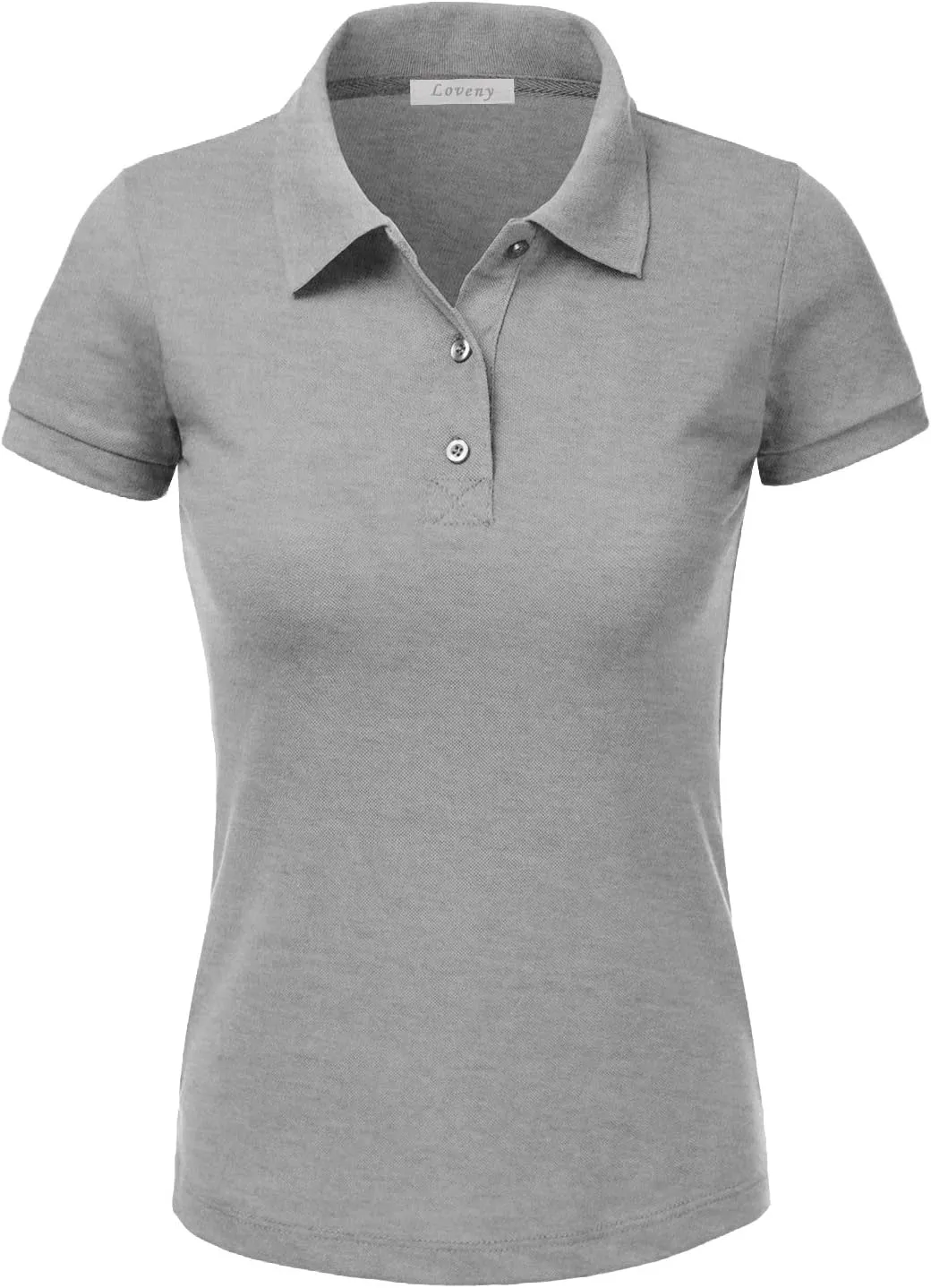 J. LOVNY Women's Slim Fit Long Waist Short Sleeve Plain Polo Tee Shirts