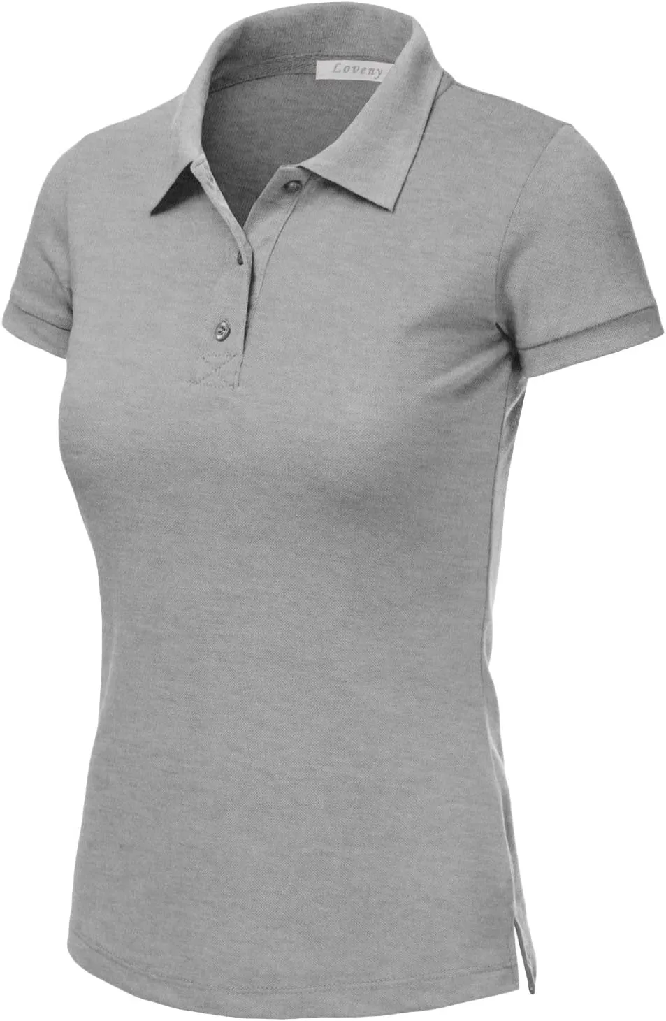 J. LOVNY Women's Slim Fit Long Waist Short Sleeve Plain Polo Tee Shirts
