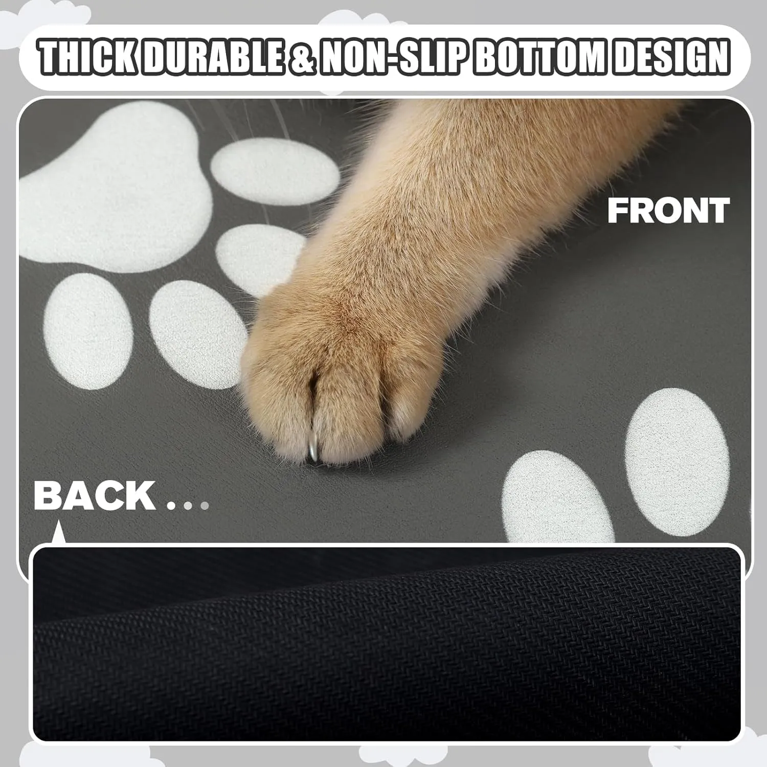 JUCFHY Pet Feeding Mat Absorbent Dog Food Mat No Stains Waterproof Dog Mat for Food and Water, Easy Clean Dog Bowl Mat Puppy Supplies Dog Accessories & Products, Dark Grey, 19''×12''